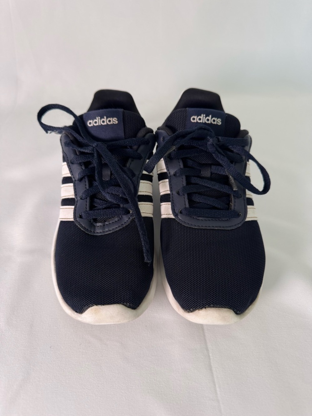adidas Kids Navy Blue and White Three-Stripe Sneakers
